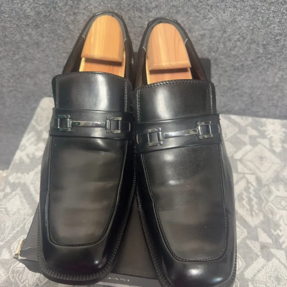 Alfani Ace Mens 13M Black Square Toe Loafers EUC Box Cedar Shoe Trees